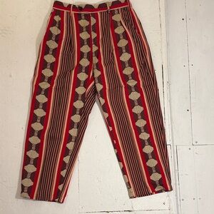 Vibrant Red and Black Patterned Men's Chinos